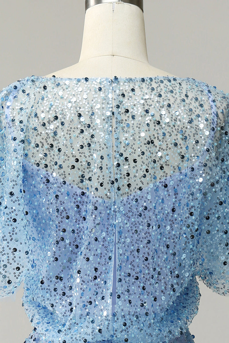 Charger l&#39;image dans la galerie, Robe de cocktail Paillettes Bleu Gris
