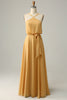 Charger l&#39;image dans la galerie, Une robe de demoiselle d’honneur longue jaune Halter Line avec nœud papillon