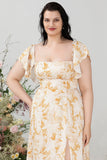 Robe de demoiselle d’honneur taille Off the Shoulder Plus avec fente