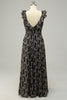 Charger l&#39;image dans la galerie, Une robe de demoiselle d’honneur Line V col noir Plus size avec volants