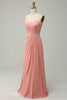 Charger l&#39;image dans la galerie, Une ligne Spaghetti Straps Blush Long Bridesmaid Dress