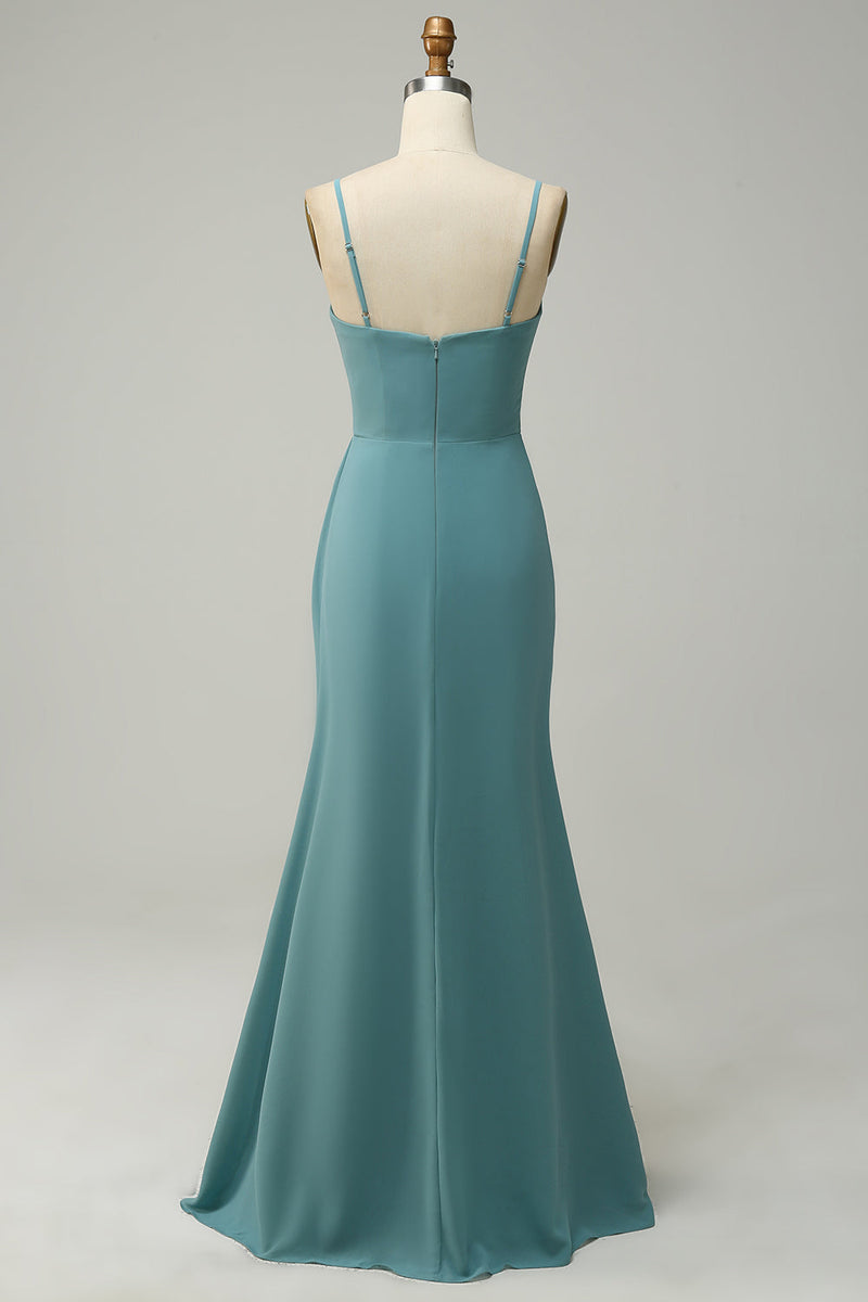 Charger l&#39;image dans la galerie, Une ligne Spaghetti Straps Blush Long Bridesmaid Dress