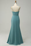 Une ligne Spaghetti Straps Blush Long Bridesmaid Dress