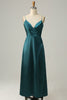 Charger l&#39;image dans la galerie, Une ligne de bretelles spaghetti vert foncé plus grande taille robe demoiselle d’honneur avec dos nu