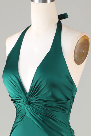 Robe de demoiselle d’honneur vert foncé Licol sirène