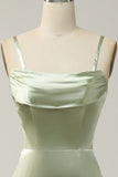 Robe longue de demoiselle d'honneur verte convertible sirène