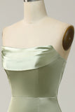 Robe longue de demoiselle d'honneur verte convertible sirène