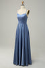 Charger l&#39;image dans la galerie, Gris Bleu Halter A Line Robe de demoiselle d’honneur longue