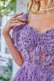 Hors de l'épaule Une ligne imprimée Robe de cocktail mignonne