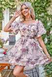 Hors de l'épaule Une ligne imprimée Robe de cocktail mignonne
