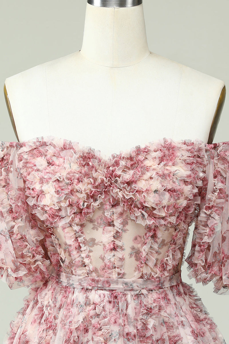 Charger l&#39;image dans la galerie, Robe de Cocktail à l’épaule avec imprimé floral
