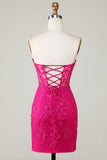 Hot Selling Bodycon Sweetheart Purple Corset Homecoming Dress avec appliques