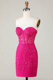 Hot Selling Bodycon Sweetheart Purple Corset Homecoming Dress avec appliques