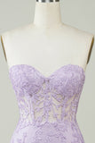 Hot Selling Bodycon Sweetheart Purple Corset Homecoming Dress avec appliques