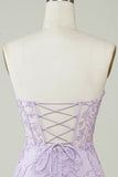 Hot Selling Bodycon Sweetheart Purple Corset Homecoming Dress avec appliques