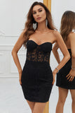 Corset noir Dentelle Moulante Robe courte de retour