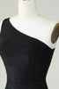 Charger l&#39;image dans la galerie, Gaine Une épaule Noire Robe courte Cocktail avec perles