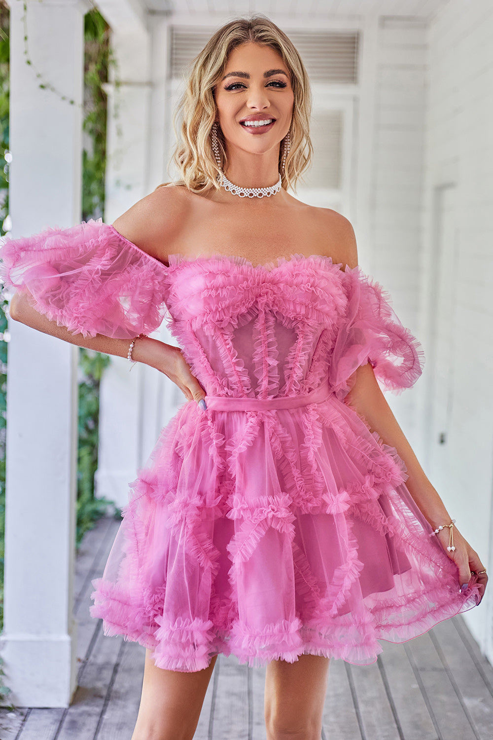 Cocktail Tailleur Pantalon Femme Chic Rose Poudré Tulle Robe Rose