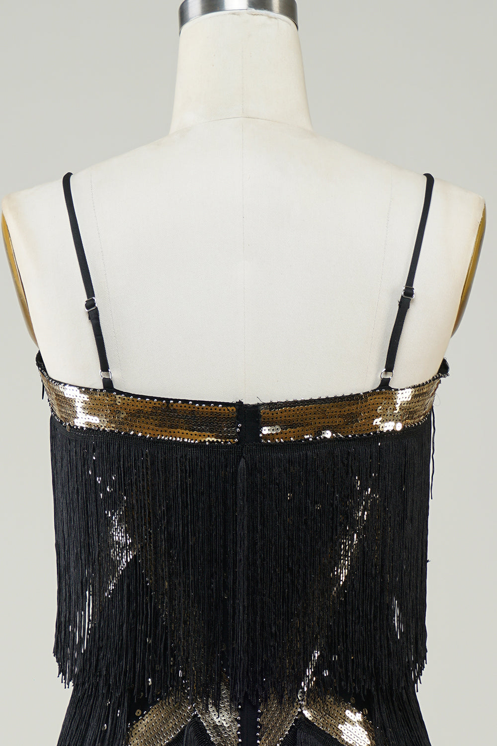 Sangles Spaghetti Noires Paillettes Années 20 Robe à Franges
