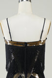 Sangles Spaghetti Noires Paillettes Années 20 Robe à Franges