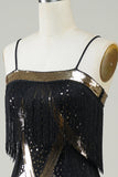 Sangles Spaghetti Noires Paillettes Années 20 Robe à Franges