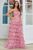 Bretelles spaghetti Robe de Soirée en tulle superposée avec imprimé floral