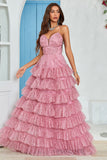 Bretelles spaghetti Robe de Soirée en tulle superposée avec imprimé floral