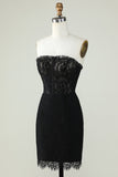 Robe bustier noire Cocktail avec perles