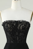 Robe bustier noire Cocktail avec perles
