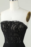 Robe bustier noire Cocktail avec perles