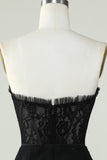 Robe bustier noire Cocktail avec perles
