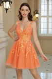 Orange A Line Glitter Robe cocktail avec paillettes