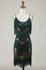 Charger l&#39;image dans la galerie, Sangles Spaghetti Vert foncé Paillettes Robe des années 1920 avec franges
