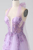 Charger l&#39;image dans la galerie, Robe de Soirée longue perlée à col licou gris violet