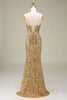 Charger l&#39;image dans la galerie, Robe de Soirée longue dorée sirène scintillante avec fente
