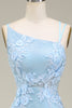 Charger l&#39;image dans la galerie, Élégante sirène bleu clair longue robe de bal avec appliques