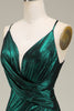 Charger l&#39;image dans la galerie, Sirène chaude Spaghetti Bretelles Vert Foncé Longue Robe de Soirée avec Dos Ouvert