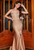 Charger l&#39;image dans la galerie, Robe de soirée de corset Champagne à bretelles spaghetti sirène à la mode avec perles