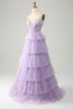 Charger l&#39;image dans la galerie, Tulle lilas à plusieurs niveaux princesse Corset robe de bal avec Appliques
