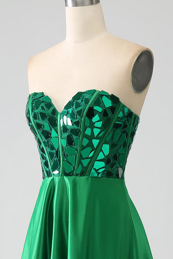 A-ligne chérie corset vert foncé robe de soirée