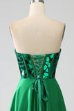 A-ligne chérie corset vert foncé robe de soirée