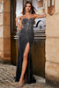 Charger l&#39;image dans la galerie, Glitter bustier sirène noir robe de soirée avec fente