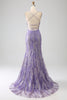 Charger l&#39;image dans la galerie, Robe longue de soirée lilas sirène scintillante
