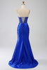 Charger l&#39;image dans la galerie, Sirène bustier bleu Royal Corset robe de soirée avec perles