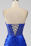 Sirène bustier bleu Royal Corset robe de soirée avec perles