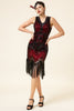 Charger l&#39;image dans la galerie, Paillettes rouges et noires Franges Gatsby des années 20 avec ensemble d’accessoires des années 20