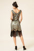 Charger l&#39;image dans la galerie, Golden Sequins Fringes 1920s Robe à clapet avec 20s Accessoires Set