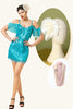 Charger l&#39;image dans la galerie, Franges à paillettes turquoise Robe de soirée à clapet Gatsby des années 20 avec accessoires des années 20 Set