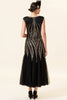 Charger l&#39;image dans la galerie, Robe à paillettes noires Tulle Flapper avec ensemble d’accessoires des années 20