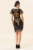Charger l&#39;image dans la galerie, Robe à paillettes dorées à franges avec ensemble d’accessoires des années 20